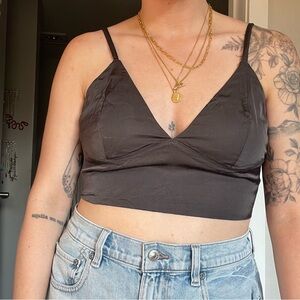 Silky, stretchy triangle crop top